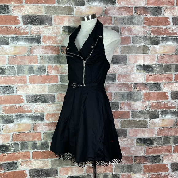 Royal Bones by Tripp NYC Biker Moto Zipper Black Dress - Picture 4 of 7